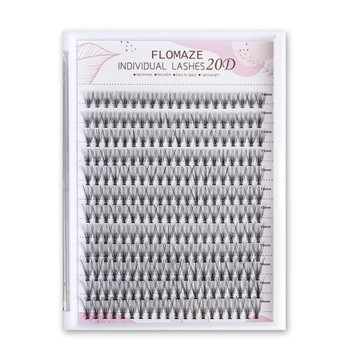 FLOMAZE 20D Lash Clusters, Individual Lashes 240pcs Faux Mink Lash Clusters Natural Handmade Cluster Eyelash Extensions C Curl 0.07mm Thickness False Lashes (10/11/12/13/14mm)