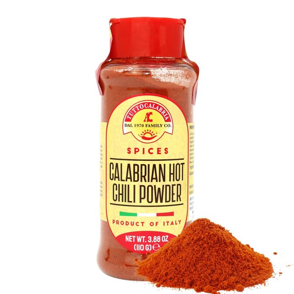 Calabrian, Chili Powder, Hot, Shaker, 110 g, 3.88 oz All Natural, Non-GMO, Product of Italy, TuttoCalabria