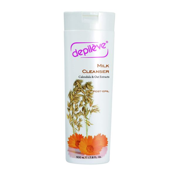 Depileve Milk Cleanser - Post wax emulsion, Removes wax residue, Moisturizes skin after waxing, Enriched with calendula and oat extracts, 17 Ounce Bottle