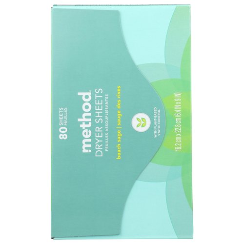 Method Dryer Sheets, Beach Sage, 80 Count