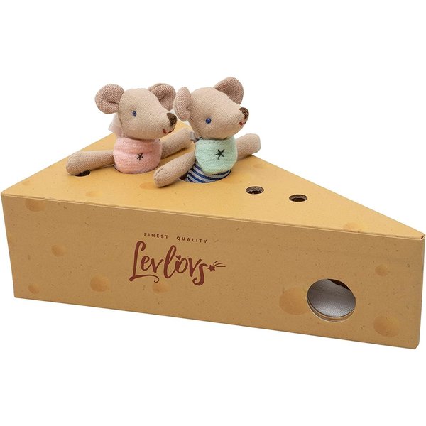 LEVLOVS Mouse in a Matchbox Toy Baby Registry Gift (Twins)
