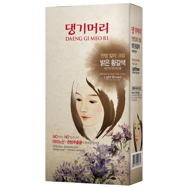Daeng Gi Meo Ri – Korean Herbal Hair Dye Color Cream [Light Brown] - PPD-Free Gray Coverage, Hair Protection, High-Keratin Formula, 8.47 Oz