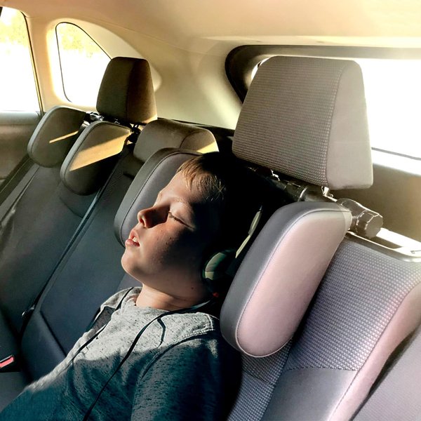 Xergur Car Headrest Pillow, Kids Neck Pillows for Travel, Car Seat Head Neck Support Pillow, Adjustable Memory Foam Road Pal Sleeping Headrest - Only Suitable for Car Seat Headrest with Poles (Black)