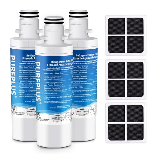 PUREPLUS ADQ747935 Replacement for LG LT1000P LT1000 Kenmore Elite 9980 LT1000PC, MDJ64844601 ADQ74793501, LMXS28626S, LFXS26973S, LT120F Refrigerator Water and Air Filter,3Pack, Model: RWF4700AC