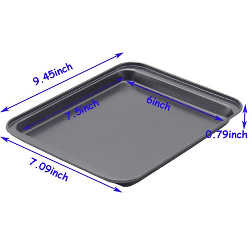 HYTK 2 Small Baking Sheets 9.45 X 7.09 Inch (Inner 7.5x6) Mini Cookie Tray Toaster Conventional Oven Pan Nonstick No Warp Magnetic Bakeware for 1 or 2 Person