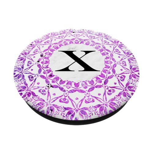 Cell Phone Pop Up Grip Holder,Monogram Mandala White Pink X PopSockets Grip and Stand for Phones and Tablets