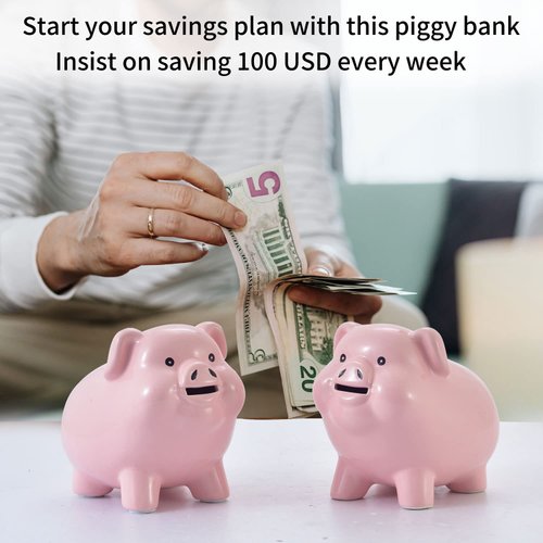 PIG WORLD Piggy Bank for Adults Must Break to Open,Ceramic,Girls Piggy Bank for Boys,Money Box for Cash Gift,Coin Bank,Tip Jar,Alcancias De Dinero Para Adultos Niños,Piggy Bank for Kids,Cash Saving