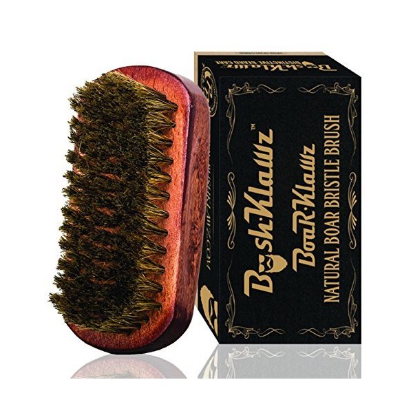 BoarKlawz 100% Natural Boar Bristles for Easy Grooming - Facial Care Hair Comb for Beards Mustaches and wave brush. Soft to Medium stiffness. Not too hard not too soft 360