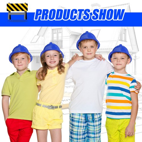 Sumind 48 Packs Party Construction Hats Kids Worker Soft Plastic Hat Age for 3 4 5 6 7 8 Kids Dress up Birthday Supplies(Blue)