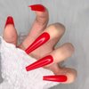 Artquee 24pcs Red Pure Color Ballerina Long Coffin Glossy Fake Nails Press on Nail False Tips Manicure for Women and Girls