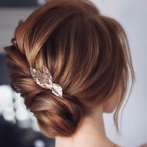 Andelaisi Vintage Leaf Hair Clip Barrettes Gold Leaf Hair Barrettes Leaf Barrette Head Clips Branch Leaf Hair Pin Clip French Headwear Decorative Hair Accessories for Women and Girls Headdress