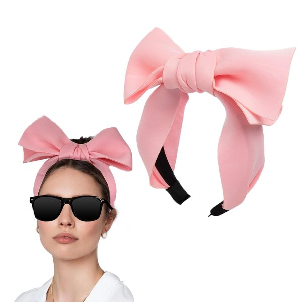 AWOCAN Women Big Bows Headbands Wide Knot Hair Hoop Hair Bands Bow Hair Accessories for Christmas Halloween Party Costume Gifts for Girls Women (pink)