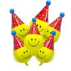 Unique 4D Happy Emoticons With Hat Balloons Smile Face Helium Balloons, 6 Pack Cute Cartoons Movie Character Smile with Party Hat Foil Mylar Balloons For Kids Birthday Decoration Party Supplies
