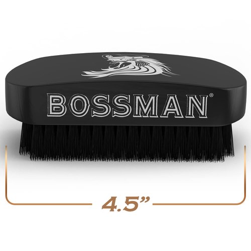 Bossman Beard Brush for Men - Hand Held Boar & Nylon Bristle Brush - Detangling Brush for Beard and Hair Care