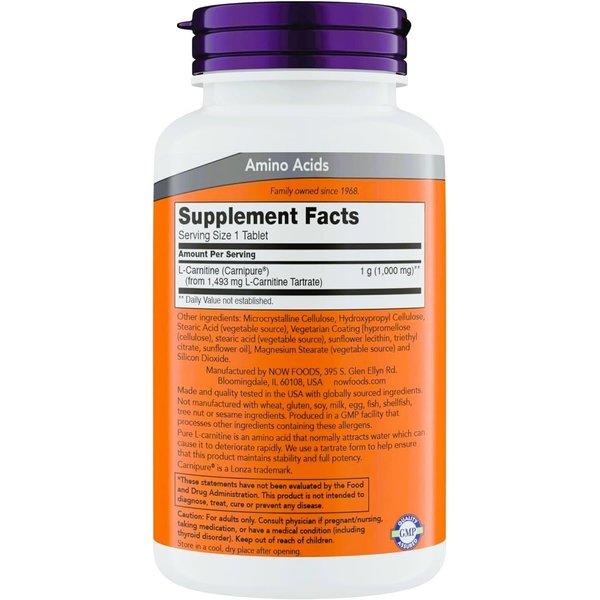 Now Supplements L-Carnitine 1000mg - 150 Tablets Value Size, Supports Lean Muscle Growth, Carnipure, Non-GMO, Kosher, Ideal for Vegans, Athletes, and Energy Support (Pack of 2)