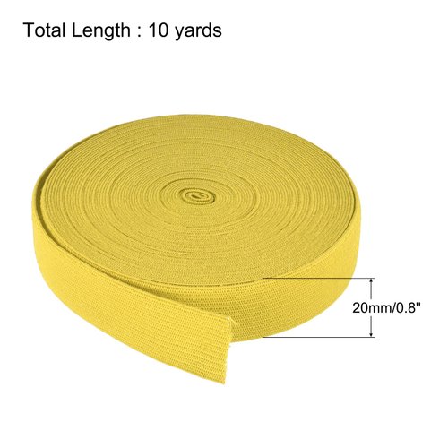MECCANIXITY Elastic Bands for Sewing 0.8" 10 Yard Yellow Knit Elastic Spool High Elasticity for Wigs, Waistband, Pants