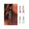Efdagsad Bohemian Earrings Set Feather Tassel Silver Ethnic Retro Boho Dangle Earring Bead Women Teen Girls Jewelry for Birthday Party Gifts