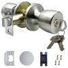 DSJJBLL Satin Nickel Door Knob with Lock and Key Round Ball Lock Interior/Exterior Door Knob for Bedroom Or Bathroom (Stainless 1)