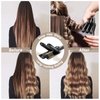 Hair Crimper 1 Inch, 3 Barrel Beach Waver Curling Iron, Foldable 25mm 3 Barrel Hair Waver, Adjustable 4 Temperature Settings Heat Up Quickly Hair Curler Curling Wand with LCD Temperature Display