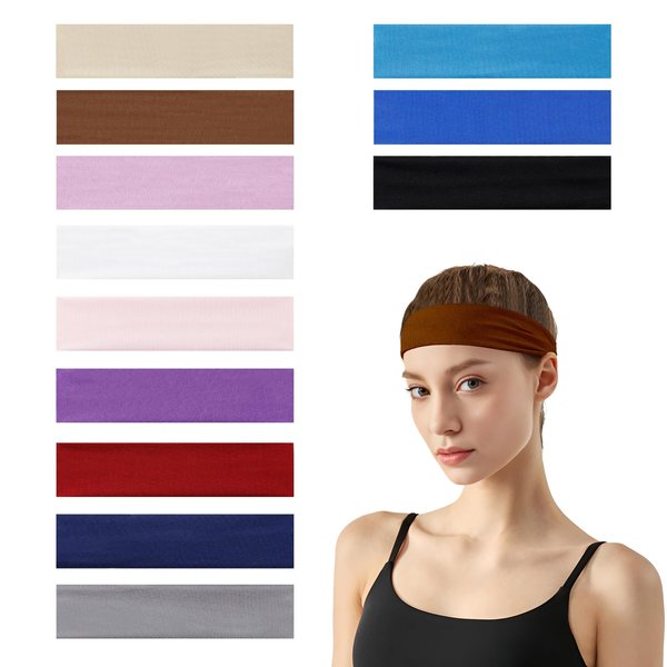 12 PCS Headbands for Women, KUAOOAUK Yoga Soft and Elastic Non Slip Head Bands, Absorbed Sweat Stretch Hair Accessories for Women's Hair Teens Girls Travel Running Sport Workout