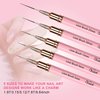 5Pcs Nail Art Liner Brushes,Liner Brush For Nails Gel,Fine Line Nail Art Brush,Nail Art Striping Brushes,Painting Art Design Pen For Long Lines, Thin Details, Fine Drawing Sizes 5/9/13/20/25mm