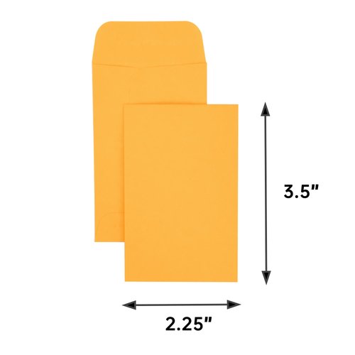 ESSENTIAL #1 500 Piece Coin Envelopes 2.25" x 3.5" with Gummed Flap, Small Parts Envelope for Home and Office Use (Brown -500)