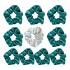 LADY&HOME Bridesmaids Scrunchies, 10 Packs, Hair Ties for Bridal Party, Bridal Shower, Bachelorette Party Favors, Blue and Green