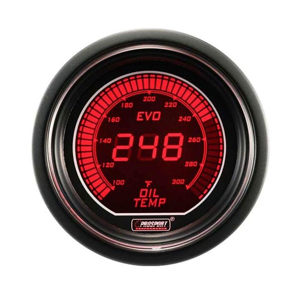 Prosport Digital Evo Electrical Oil Temperature Gauge Red & Blue Display -Includes 1/8" NPT Sender 2 1/16