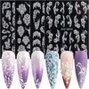 White Flower Nail Art Stickers Decals 5D Hollow Nail Stickers White Lace Rose Wedding Pattern Nail Art Supplies Self-Adhesive Luxurious Nail Art Decoration Acrylic Engraved Flower Nail Decal for Women Nail Accessories 4 Sheet
