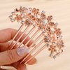 Missgrace Boho Shiny Flower Floral Hair Combs Blue Pink Purple Bridal Wedding Hair Crystal Rhinestones Women Hair Side Combs Hair Accessories for Women (Champagne)