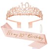 Semato 10th Birthday Decorations for Girls - 10th Birthday Crown and Birthday Glitter Sash Kit for Girls 10th Birthday Gifts for Girls Birthday Party Supplies and Favors