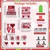 12 Pieces Valentine's Day Diamond Painting Tiered Tray Decor Set Wooden DIY Valentine Diamond Art Table Decor Heart Diamond Painting for Beginners Adults Kids Art Craft Supplies Gift