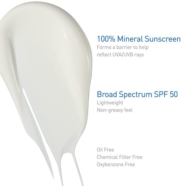 CeraVe 100% Mineral Sunscreen Spf 50 | Body Sunscreen With Zinc oxide & Titanium Dioxide for Sensitive Skin | 5 Oz, 2 Pack