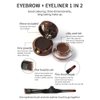 ELSOGO Eyeliner & Eyebrow Powder Makeup Set, Anti-Smudge Long Eyeliner Gel, Professional Waterproof Long-Lasting Eyeliner Brow Kit with Dual-ended Brush (02# Dark Brown)