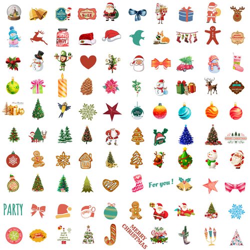 2023 Christmas Theme Stickers, 100PCS Non-Repeating Vinyl Waterproof Holiday Stickers, Holiday Gifts for Kids and Teens, Xmas Party Favorite