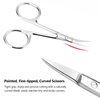 2 Pack Cuticle Scissors and Grooming Scissors Extra Fine for Manicure and Pedicure, Curved Blade Precise Pointed Tip Grooming Kit for Eyebrow, Eyelash, Trim Nail and Dry Skin