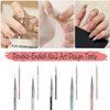 AIBEE Nail Art Brushes, 5pcs Nail Liner Brushes Double-Ended Acrylic Nail Brush 5/7/10/12/15mm Nail Art Striping Brushes and Nail Dotting Pens for French Nail Tip
