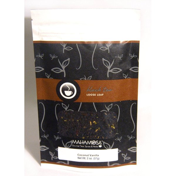 Mahamosa Coconut Vanilla Tea 2 oz - Flavored Black Tea Blend Loose Leaf (Looseleaf) (with black tea, shredded coconut and vanilla bits with coconut and vanilla flavor)