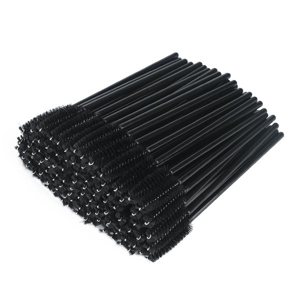 G2PLUS 100PCS Disposable Eyelash Brushes, Adjustable Mascara Wands Makeup Applicator Kits, Eyelash Spoolies Brushes for Eyelash Extensions and Eyebrows (Black)
