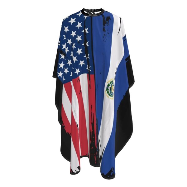 Usa El Salvador Flag Salon Barber Cape - Professional Hairdressing Waterproof Hair Cutting Cape With Adjustable Snap Closure-Haircut Apron For Hair Stylist And Home Use-55''X66''