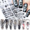 Black Skull Design Nail Foils Halloween Nail Transfer Foil Gothic Skull Nail Art Stickers Decals with Horror Pirate Skeleton Vampire Bone Butterfly Slider Wrap Design Nail Art Decoration Supplies