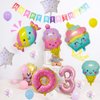 Generic 16 PCS Donut Birthday Decorations, Sweet Pink Donut Birthday Foil Balloons for Party Boy Girl Shower Decorations Supplies (3rd)