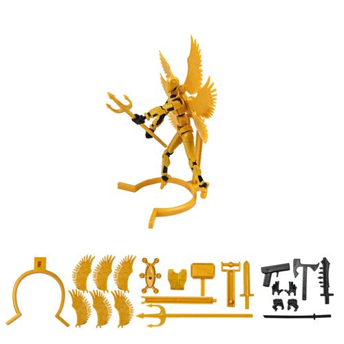 T13 (Assembly Completed) Action Figure Angel, Collectible Action Figure Corridor Linked, for Collectors Desktop Decoration, Birthday Gift(Gold).