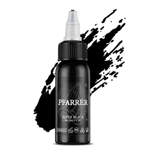 PFARRER Tattoo Ink Black 1oz(30ml) Vegan-Friendly USA Standard Pigment Supplies Super Black TI7003-30-002