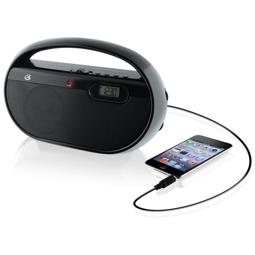 GPX, Inc. R602B Portable AM/FM Radio with Digital Clock and Line Input (Black)