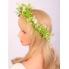 Wiwpar Boho Flower Wreath Headpiece for Maternity Birthday Bridal Green Leaf Bohemian Headpiece Halo Wreath Fairy Flower Christmas Headband for Women Girls (Style4)