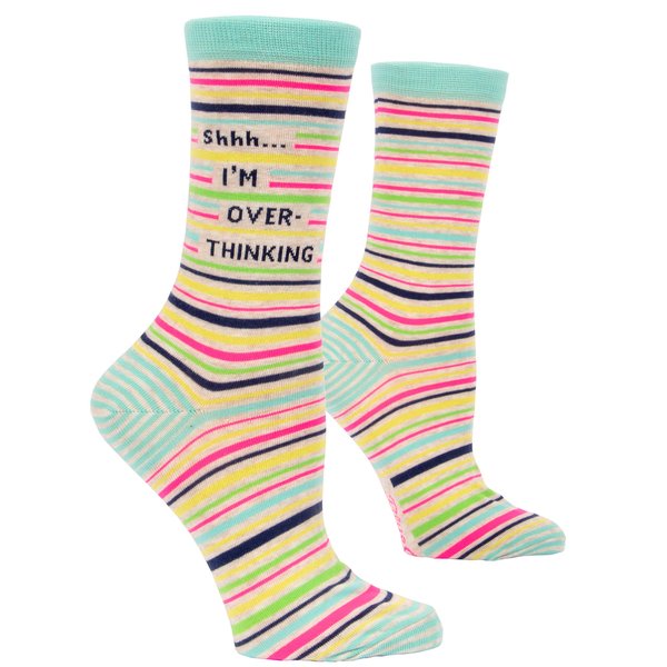 Blue Q Women's Crew Socks, Shhh…I'm Overthinking (fits shoe size 5-10)