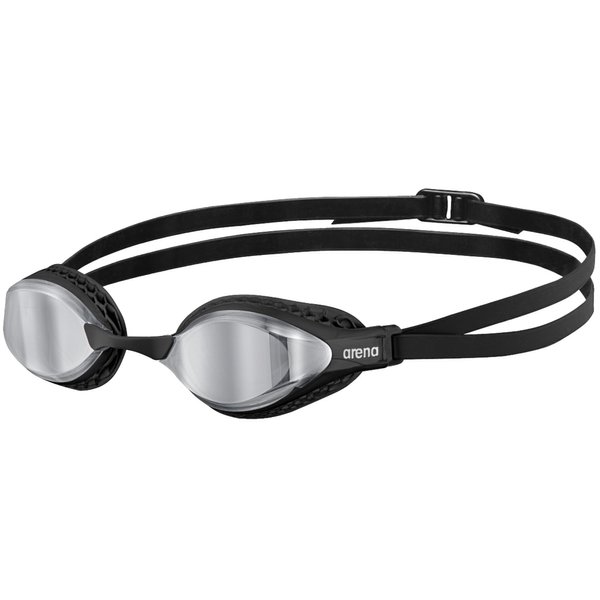ARENA Unisex Adult Air-Speed Anti-Fog Racing Swim Goggles for Men and Women Special Air Seals Technology Mirror Lens, Silver/Black