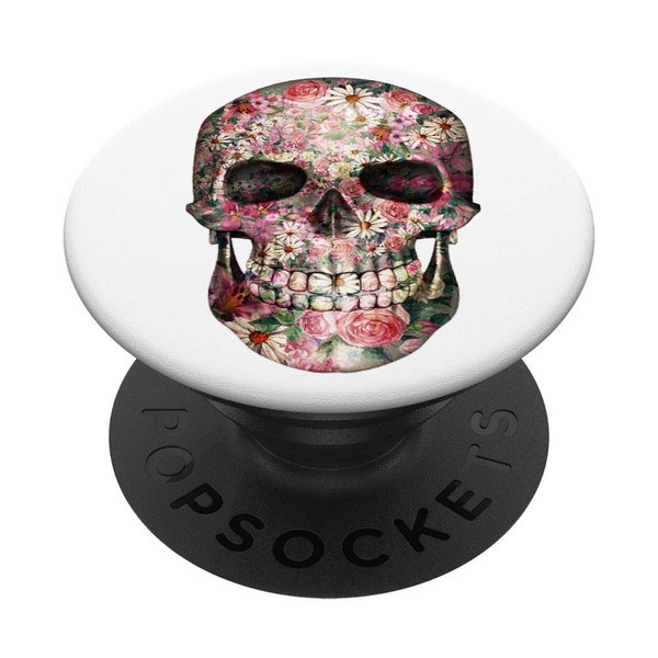 Sugar Skull Flower Cellphone Button Holder Pop Out Hand Grip PopSockets PopGrip: Swappable Grip for Phones & Tablets