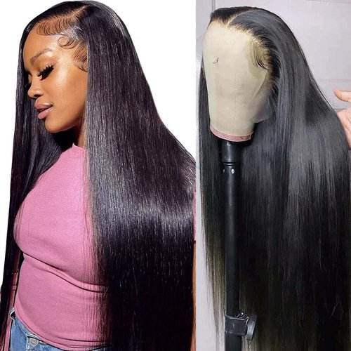 SUNKASA 13x6 HD Lace Front Wigs Human Hair 20 Inch Straight Frontal Wigs Human Hair Wigs Glueless Wigs Human Hair Pre Plucked with Baby Hair Natural Black 180 Density